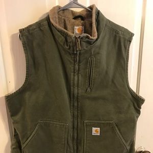Xlarge carhartt green wool lined vest like new